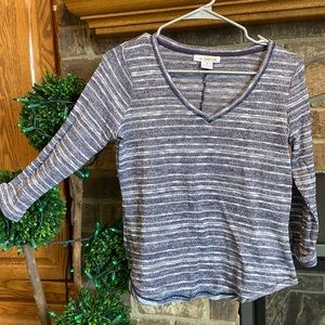 Liz Claiborne Small blue and white striped lightweight sweater.